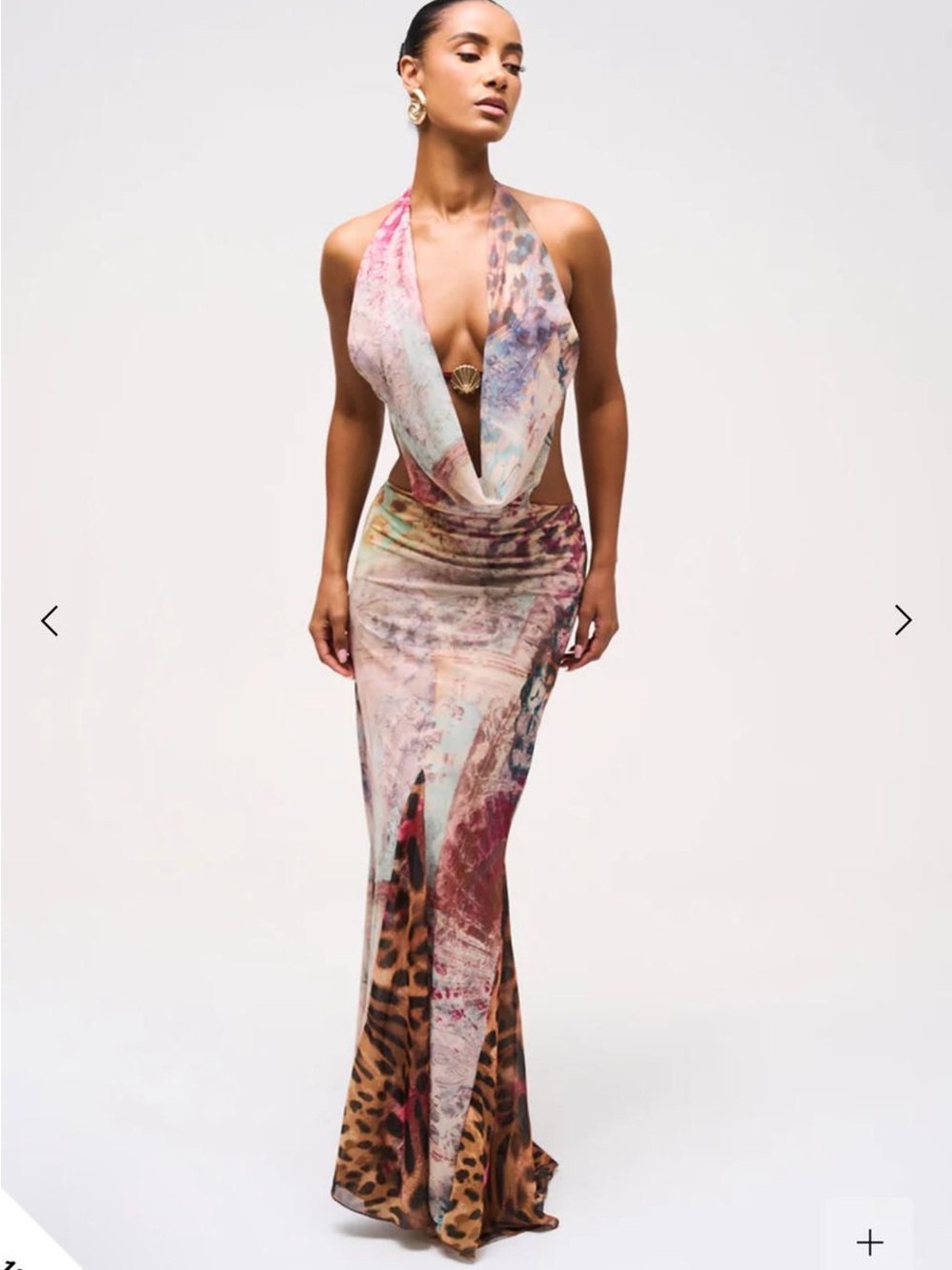 Murci Abstract Print Halter Maxi Dress